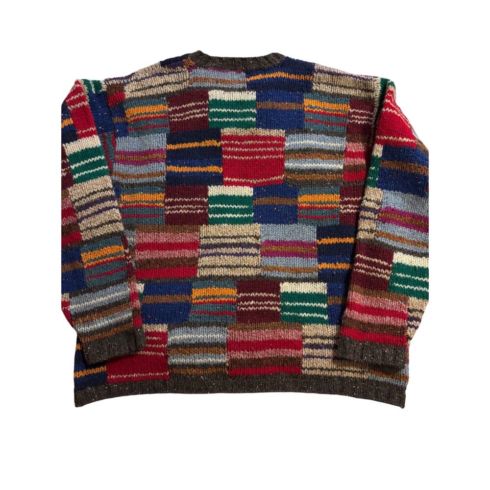 J.Crew 100% Wool Patchwork Sweater Multicolor Cre… - image 3